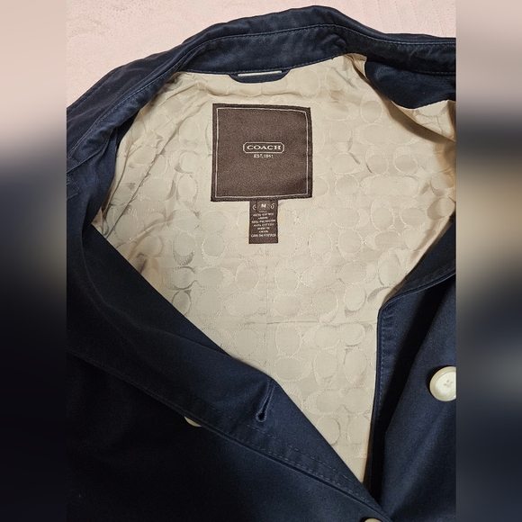 Coach Trench Coat Sz M Navy Blue - Picture 10 of 10